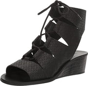 Lucky Women's LK-Gizi Sandal Black Low wedge lace up sandals