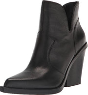 Jessica Simpson Leeshi Black Pull On Almond Toe Stacked High Heel Ankle Boots