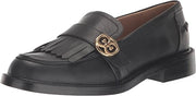 Sam Edelman Charlie Black Leather Slip On Stacked Heel Rounded Toe Loafers