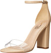 Sam Edelman Yaro Womens Sandals Nude Clear Open Toe Block Heel Ankle Strap Pumps