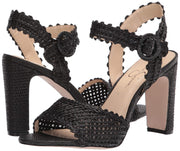 Jessica Simpson Ashtyn Woven Ankle Strap Raffia High-Heel Sandal BLACK