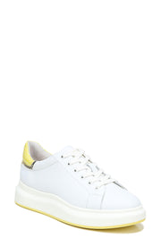 Sam Edelman Moxie White Yellow Wedge Platform Fashion Leather Lace-Up Sneakers