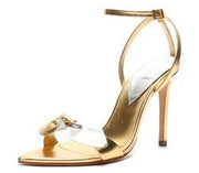 Schutz Elora Gold Prata Fashion Ankle Strap Stiletto Heel Open Toe Heeled Sandals