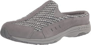 Easy Spirit Travel Time Grey Round Leather Comfort Closed Toe Slip On Mule Clog