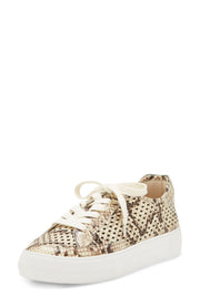 Vince Camuto Karshey Oatmeal Multi Snake Fashion Lace-up Platform Sneakers