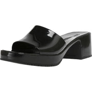 Steve Madden Harlin Black Open Rounded Toe Slide-On Single Strap Heeled Sandal