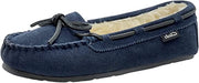 Clarks Navy Suede Slip On Faux Fur Lined Comfortable Breathable Moccasin Slipper