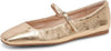 Dolce Vita Reyes Gold Distressed Leather Mary Jane Squared Toe Ballet Flats