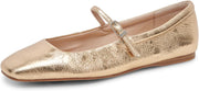 Dolce Vita Reyes Gold Distressed Leather Mary Jane Squared Toe Ballet Flats