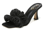 Sam Edelman Kady Black Silk Ruffle Square Toe Slip On Kitten Heel Dress Mules