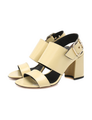 DRIES VAN NOTEN Leather sandals Yellow Block Heel Open Toie Dress Pumps