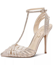 Jessica Simpson Wisata2 Gold Champagne Buckle Strap Pointed Toe Stiletto Pumps