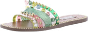 Steve Madden Leandra Multi Embellishment Detailed Square Toe Slip On Sandal