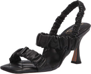 Sam Edelman Marlena Black Slip On Ruffled Slender Padded Strap High Heel Sandals