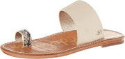 Sam Edelman Maxy Modern Ivory Toe Ring Slip On Flat Strappy Slides Sandals