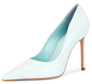 Schutz Lou Soft Sky Slip On Pointed Toe Slimmed-Down Stiletto Heel Pumps