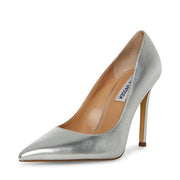 Steve Madden Evelyn Silver Stiletto Heeled Pointed Toe Slip On Dress Pumps