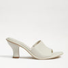 Sam Edelman Aida Ivory Rounded Open Toe Slip On Block Heel Leather Dress Mules