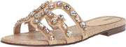 Sam Edelman Bay Eggshell Rhinestone Slide Mule Open-Toe Slip-On Leather Sandals