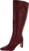 Sam Edelman Sylvia Scarlet Cherry Leather Pointed Toe Block Heel Knee High Boots Wide Calf