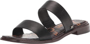 Sam Edelman Haydee Black Leather Fashion Slip On Open Toe Flat Slides Sandals