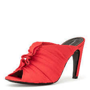 Proenza Schouler Ruched Curved Heel Sandals Red Open Toe Mule Dress Pumps