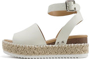 Soda Topic O-Whte Nb (Whipped Stitch) Espadrille Ankle Strap Platform Sandals