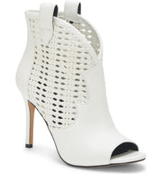 Jessica Simpson Jexell Bright White Leather Open-Toe HIgh Heel Pumps Booties