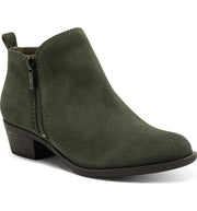 Lucky Brand Basel Almond Toe Ankle Booties Olive Night Green Low Cut Booties