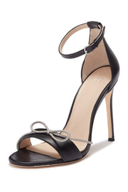 Pour La Victoire Elanna Bow Sandal Black Leather Two Peice Ankle Strap Pump