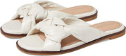 Cole Haan Anica Ivory Leather Open Toe Slip On Knotted Strap Flat Slides Sandals