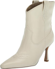 Sam Edelman Moe Modern Ivory Pointed Toe Stiletto Heeled Pull On Ankle Booties