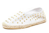 French Blu MUFFIN WHITE GOLD ESPADRILLES FLAT HEEL SLIP ON EDGY SUMMER FLATS
