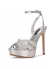 Nine West Go Big2 Silver40 Stiletto Heel Ankle Strap Open Toe Heeled Sandals