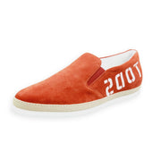 Tod's Men's Sneakers Red Suede Logo Detailed Casual Slip On Rounded Toe Shoes