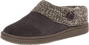 Clarks Grey Knitted Collar Winter Clog Rounded Closed Toe Slipper-Wide