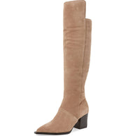 Lust For Life Tania High Boot Taupe Suede Over The Knee Block Heel Dress Boots