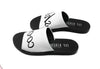 Ivy Kirzhner Quotes White & Black Cool Flat Open Toe Slide Mules Slip On Sandals
