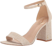 Sam Edelman Daniella Natural Glitter Open Toe Ankle Strap Block Heeled Sandals