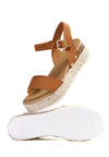 Soda Clip Tan Cognac Flatform Platform Espadrille Wedge Two Peice Sandal