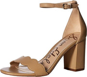 Sam Edelman Odila Soft Beige Adjustable Ankle Strap Block Heeled Dress Sandals