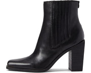 Sam Edelman Emalia Black Block Heel Leather Square Toe Retro Bootie Ankle Boots