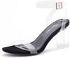 Shoe Land CLAARY Black Fashion Ankle Strap Open Toe High Block Heeled Sandals