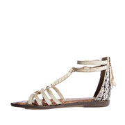 Sam Edelman Geralyn Ivory Snake Leather Fsahion Open Toe Ankle Strap Casual Sandals