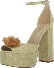 Sam Edelman Kori Flora Pistachio Ankle Strap Peep Toe Dress Block Heeled Sandals