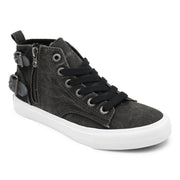 Blowfish Women's Moxie High Top Sneaker Black Smoked Canvas