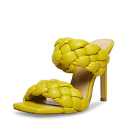 Steve Madden Kenley Citron Open Rounded Toe Slip On High Heel Braided Sandal