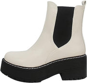 Soda Yossi White Pull On Rounded Toe Chunky Platform Ankle Fashion Boots