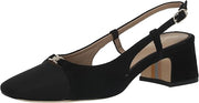 Sam Edelman Tarra Black Suede Almond Toe Block Heel Slingback Heeled Sandals