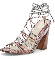 Jessica Simpson Women's Milaye Block Heeled Wrap-up Dress Sandals MAUVE COMBO